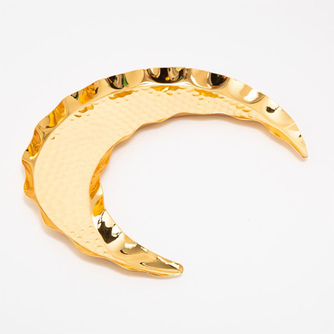 طبق شكل هلال - 3 قطع - ذهبي