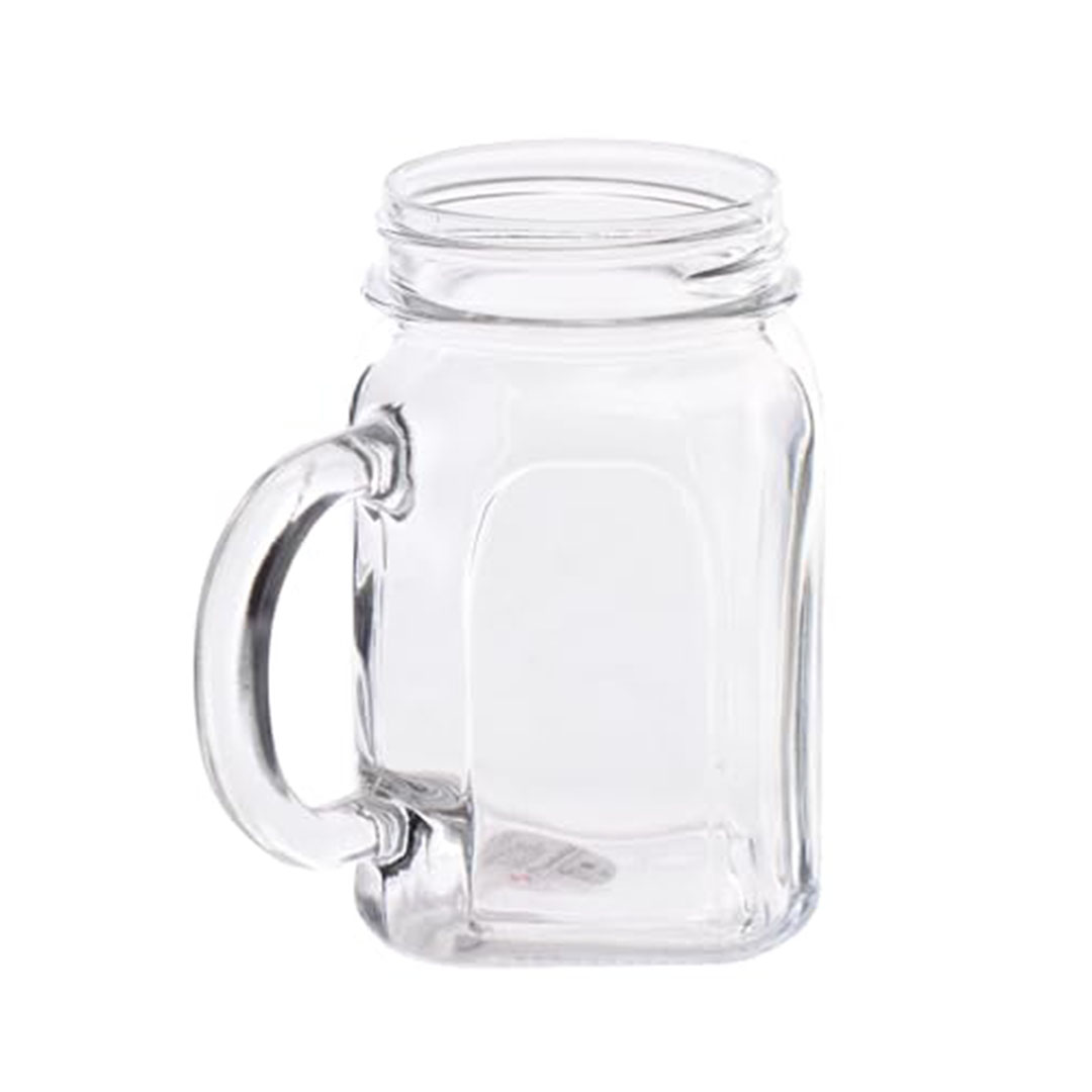 مج بشكل برطمان بغطاء وشاليموه - أخضر - 450 مل