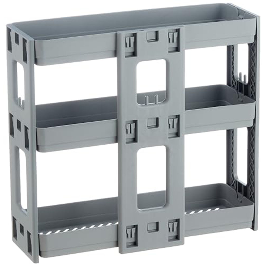 منظم متعدد الأغراض بلاستك 3 ادوار - رمادي