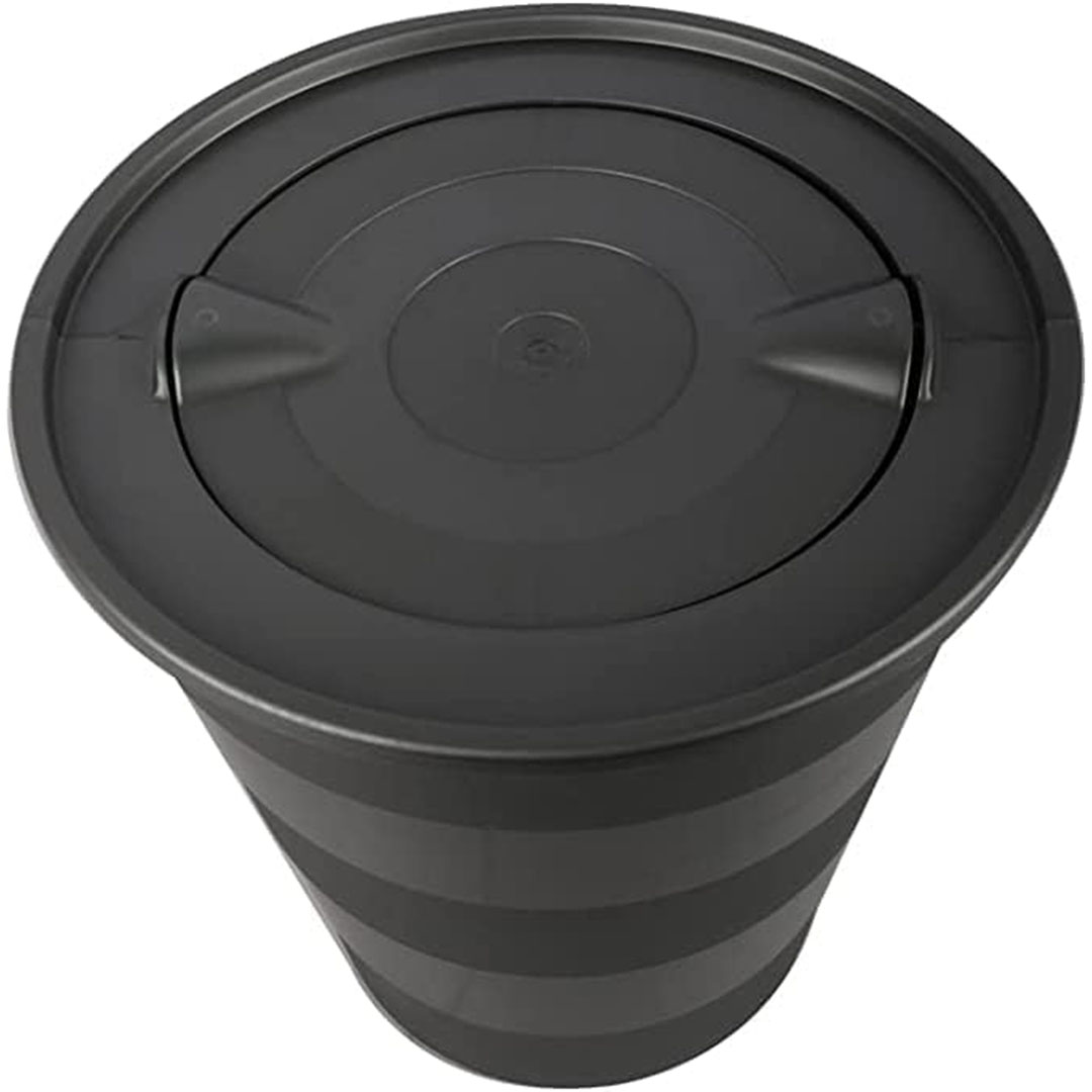 سلة مهملات بلاستيك مع غطاء للحمام والمطبخ - 10 لتر - أسود