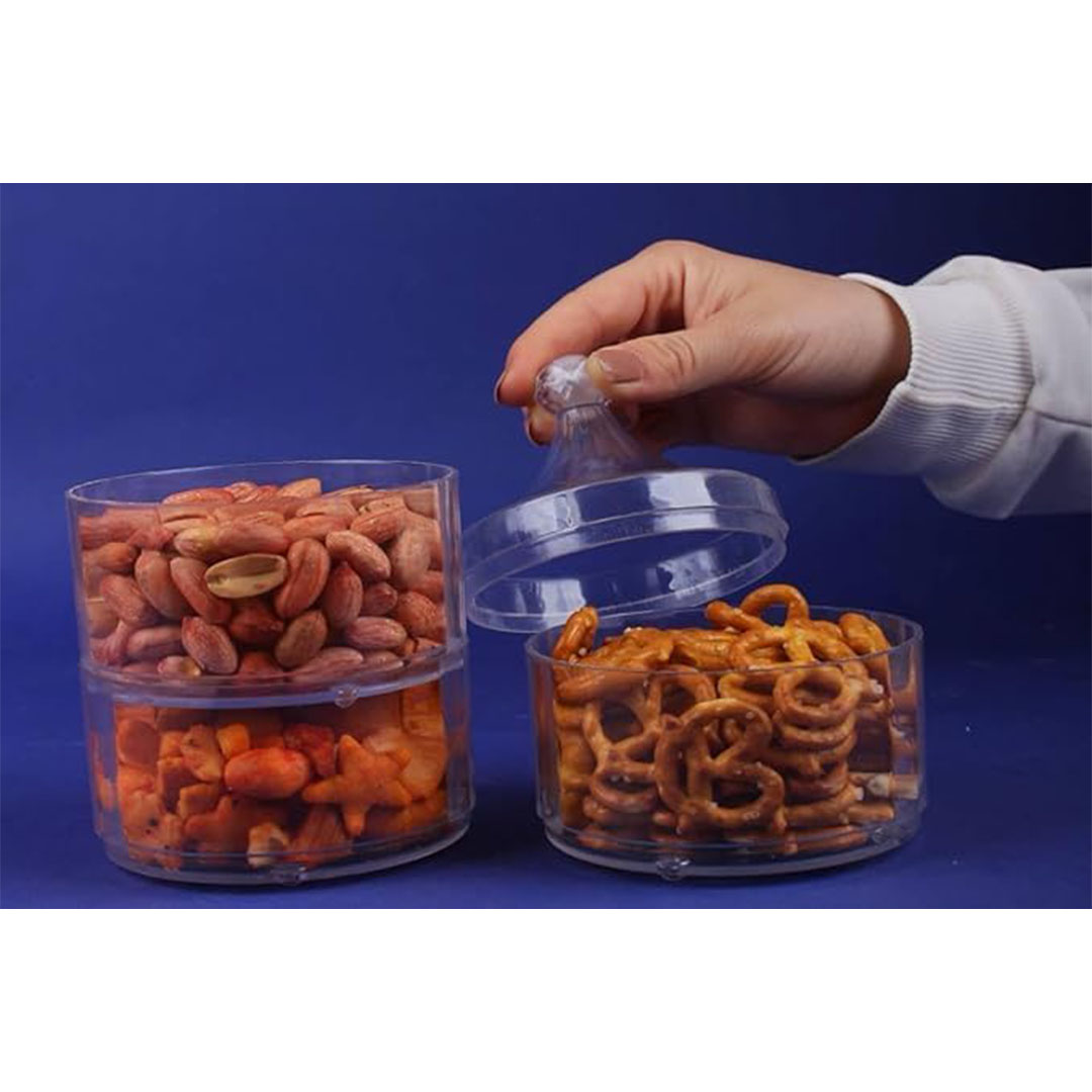 طقم أكريلك لتقديم الحلويات - 3 ادوار - شفاف