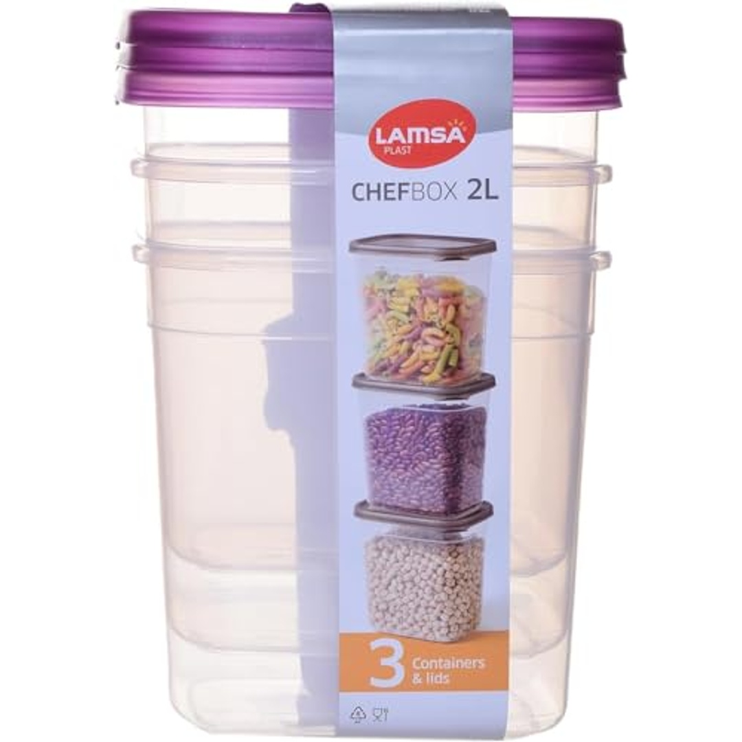 طقم علب حفظ الطعام بلاستيك 3 قطع - 2 لتر