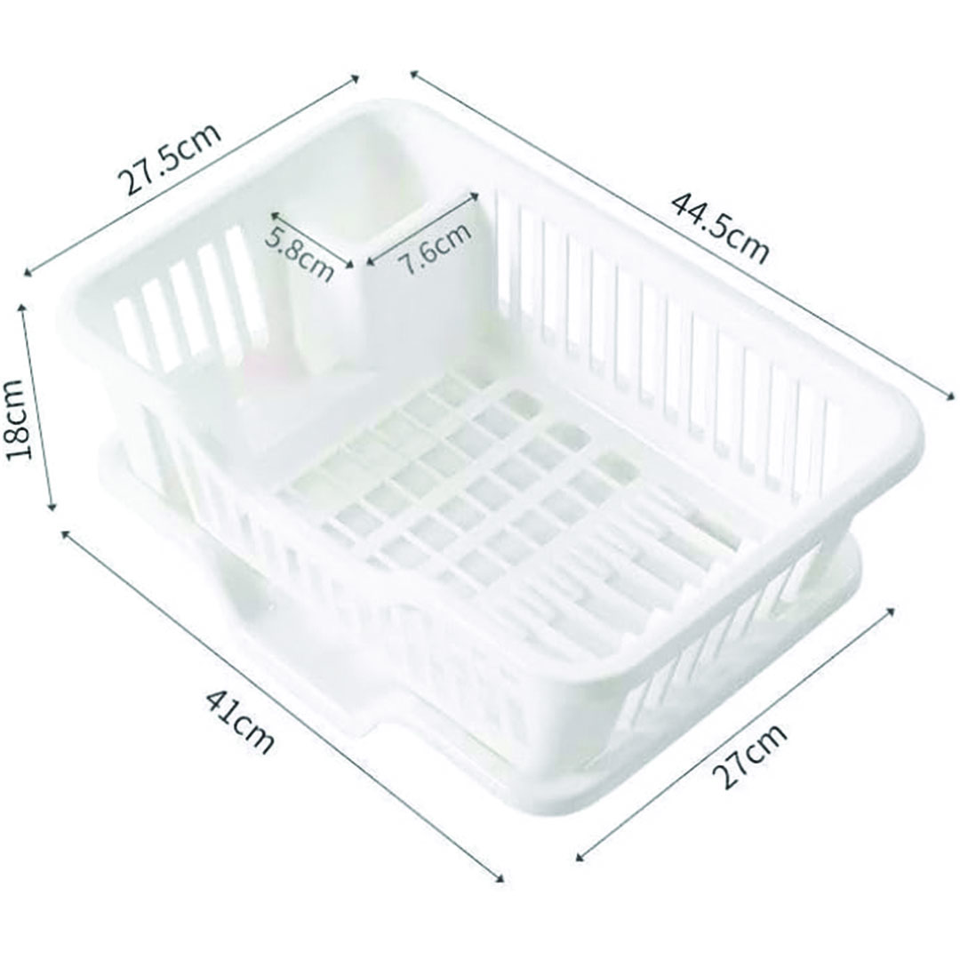 مطبقية للأطباق والأكواب والملاعق مع مخرج للمياة - أبيض