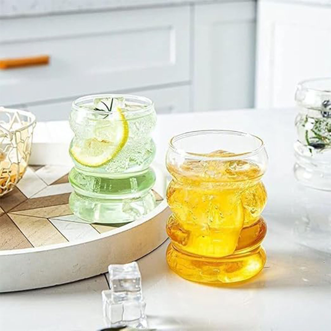 كوب زجاجي مموج للمشروبات الساخنة والمثلجة - 500 مل