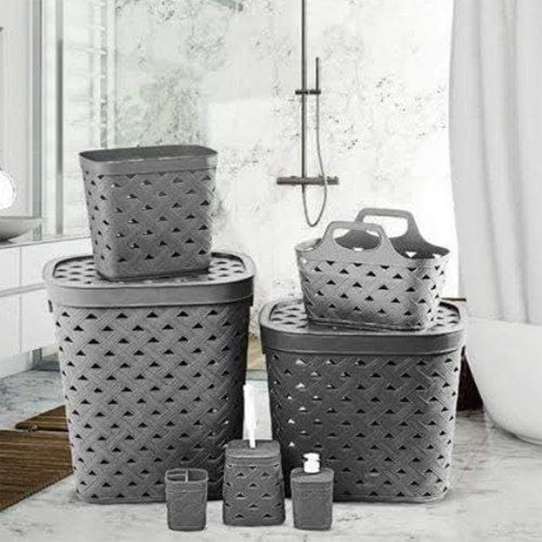 طقم سلال اكسا من الوطنية - أبيض - 7 قطع