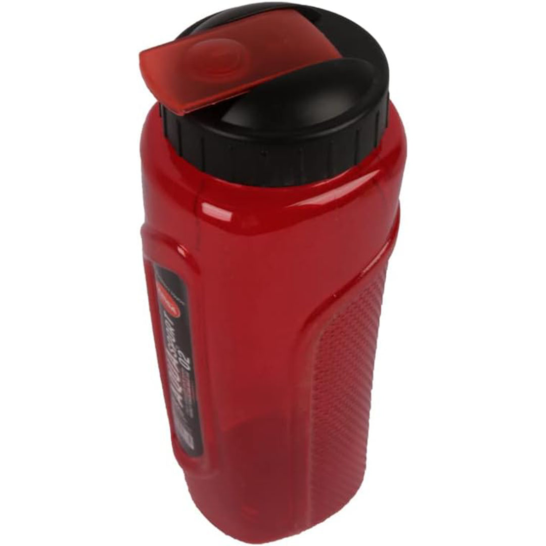 زجاجة مياه رياضية بلاستيك من لمسة بلاست - أحمر - 1 لتر