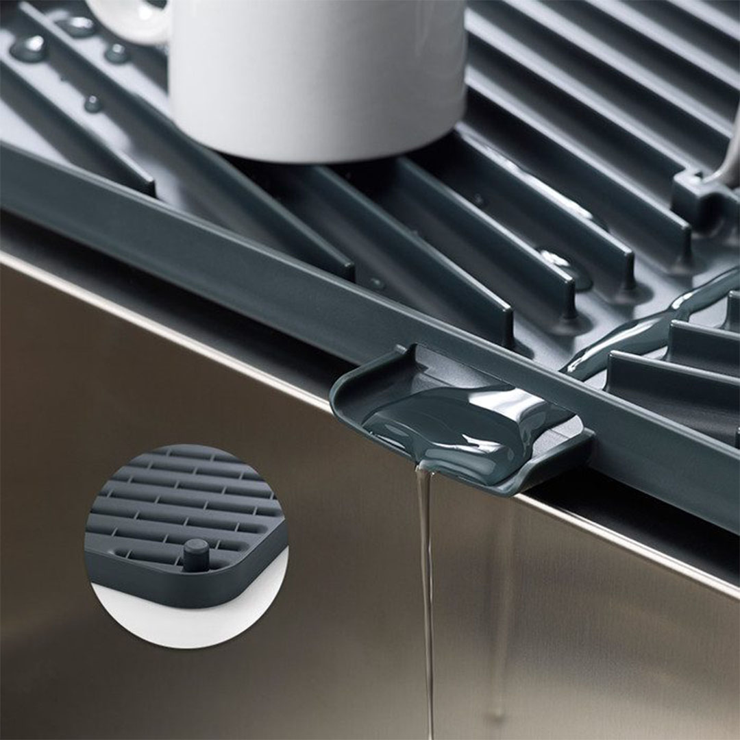 صفاية أطباق قابلة للطي - أسود