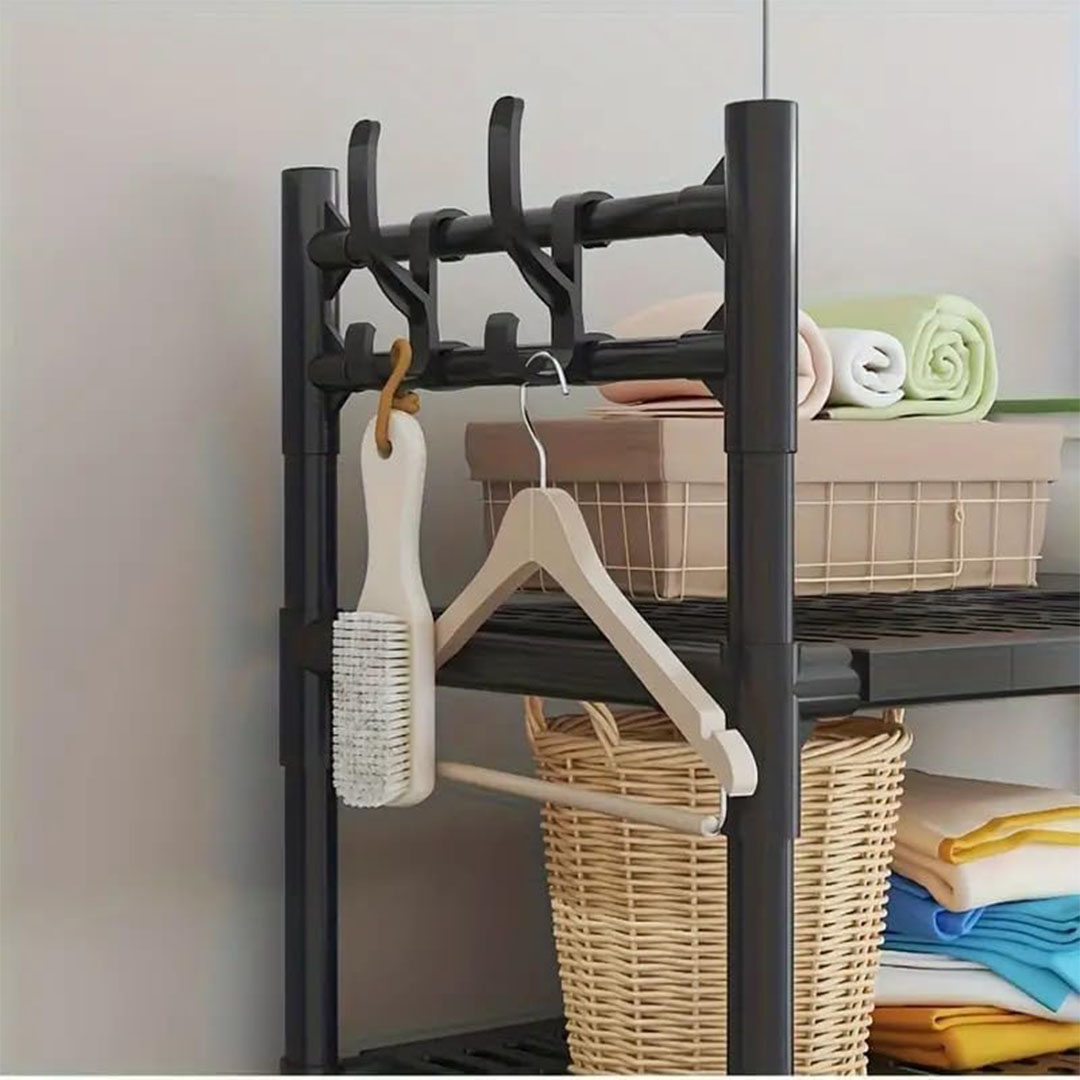 حامل ومنظم لأدوات الحمام - 3 دور - أسود