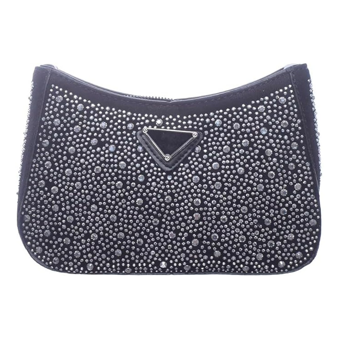 شنطة كروس شمواه للنساء ستراس - أسود/فضي - 9-2