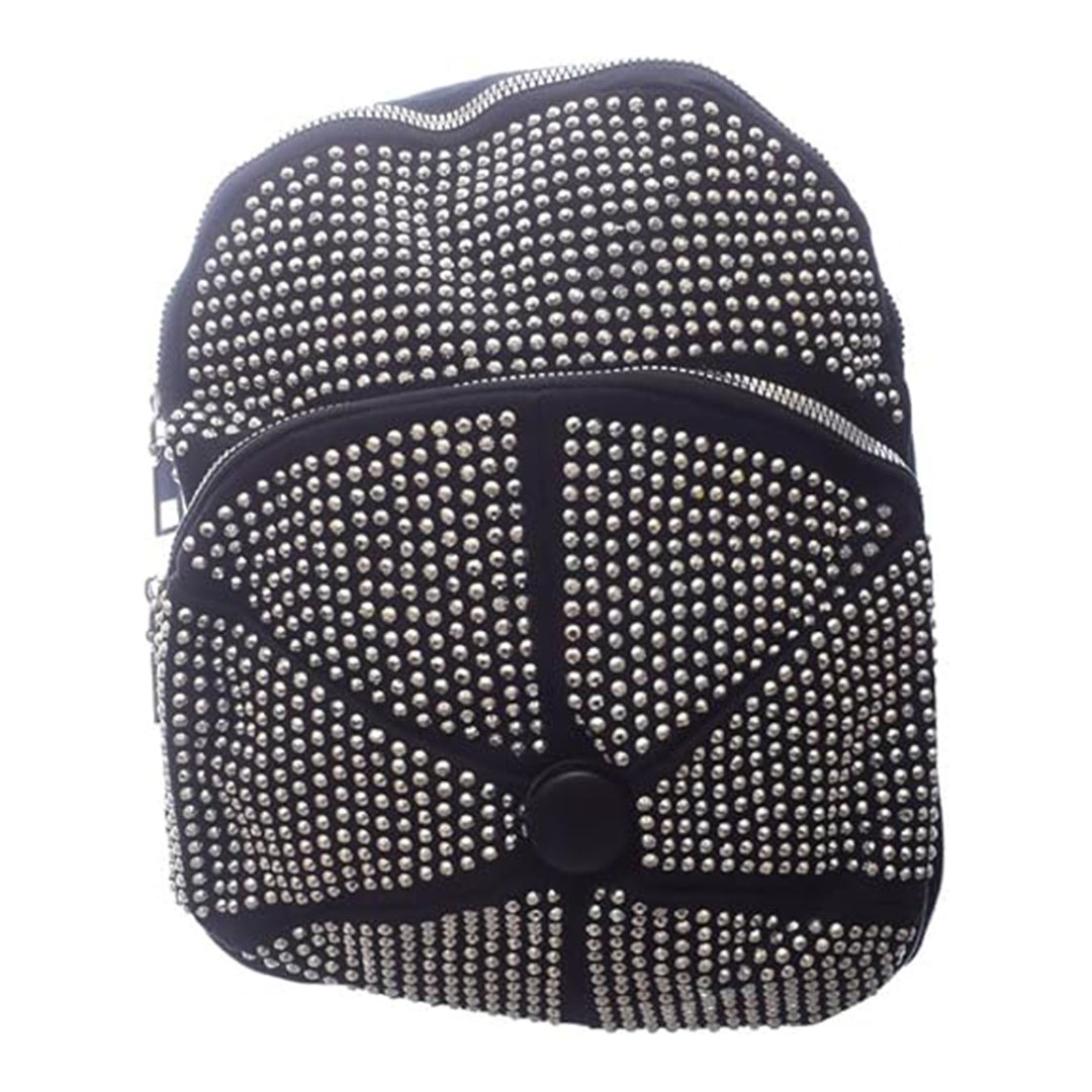 شنطة ظهر شمواه للنساء ستراس - أسود/فضي - RM 108