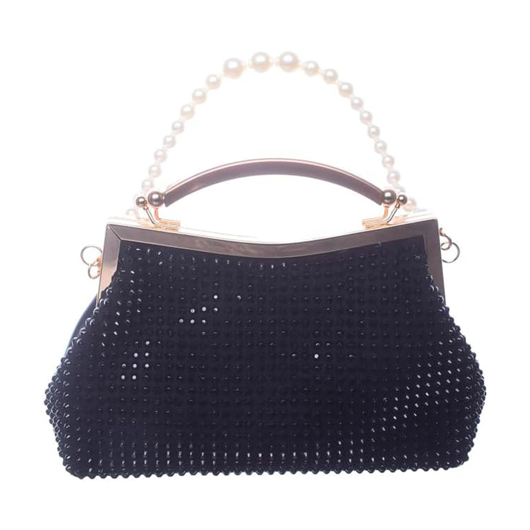 شنطة كروس جلد شمواه للنساء ستراس - أسود - 0336-2