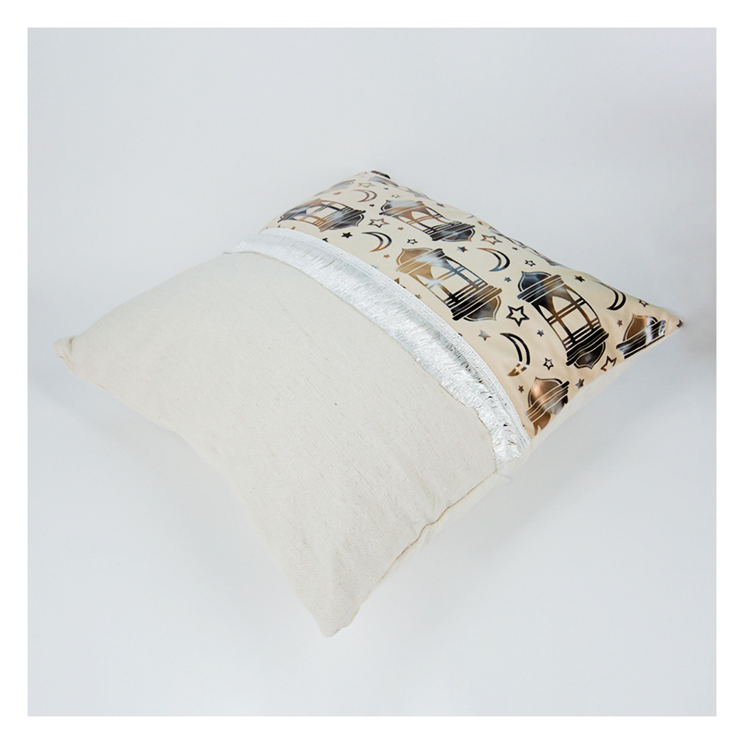 كيس مخدة قماش شكل فانوس - 2 قطعة - بيج