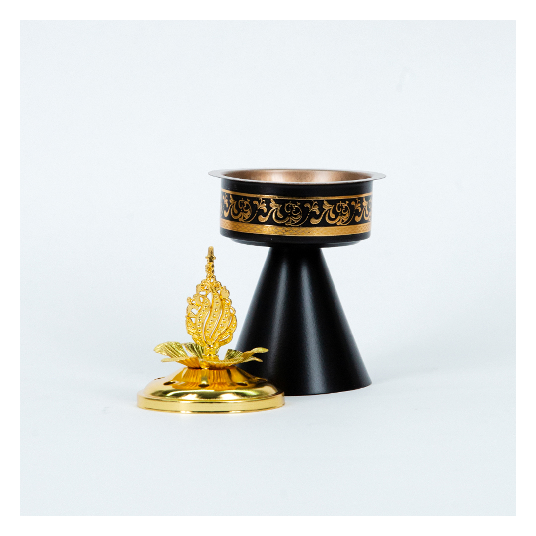 مبخرة فاخرة بتصميم كلاسيكي - أسود / ذهبي