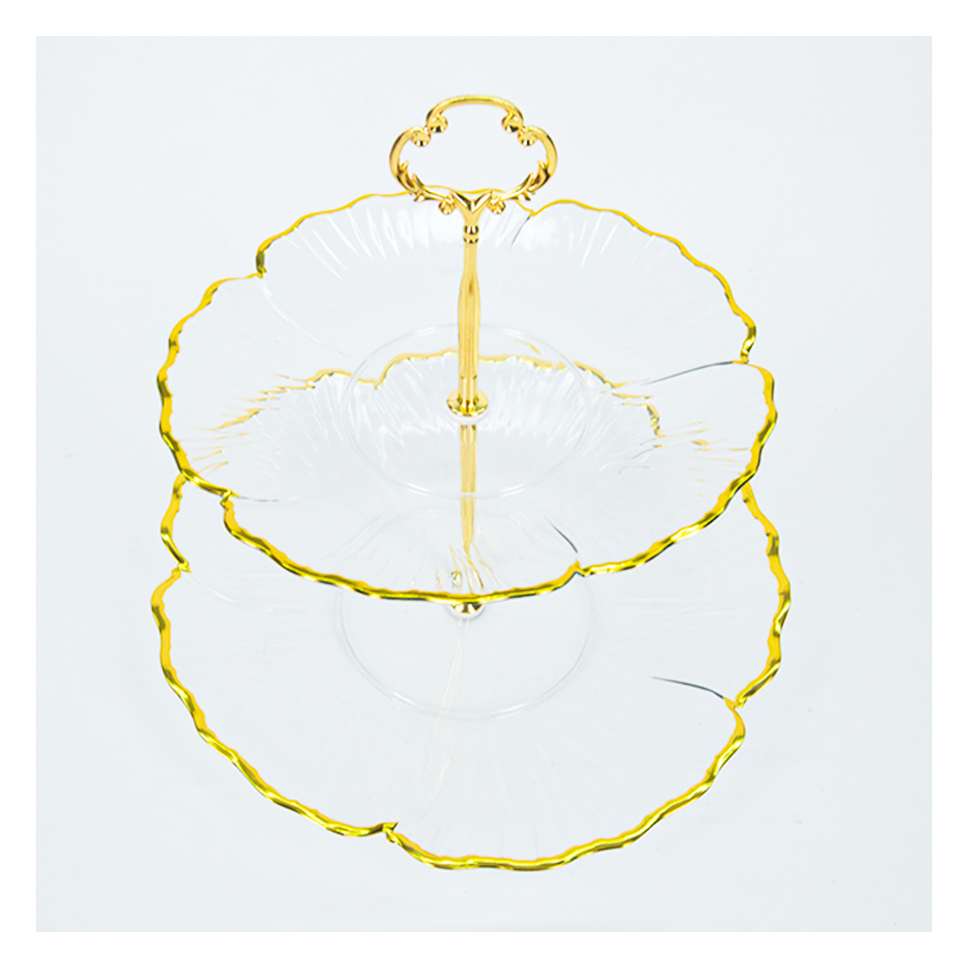 شيالة كحك وبسكوت اكريليك - 2 دور - أبيض/ذهبي