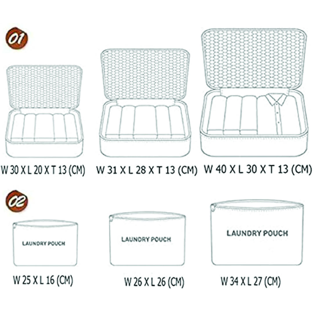 شنط منظمة للحقائب - 6 قطع - بنفسجي