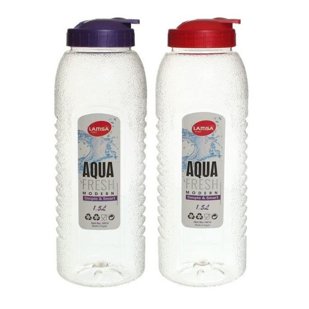 2 زجاجة مياه بلاستيك من لمسة بلاست - 1.5 لتر