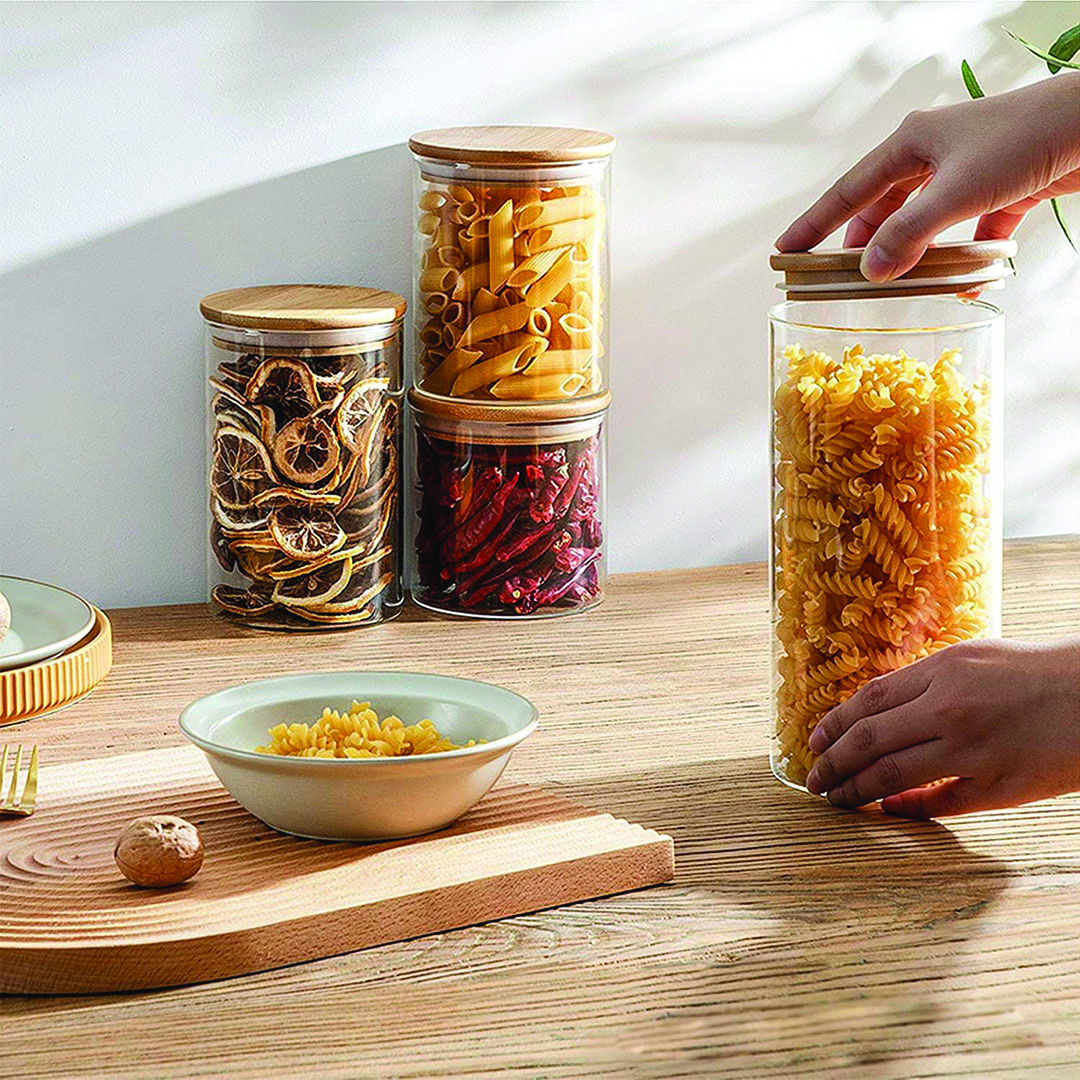 مجموعة برطمانات زجاج - 3 قطع - 1400 مللي - شفاف