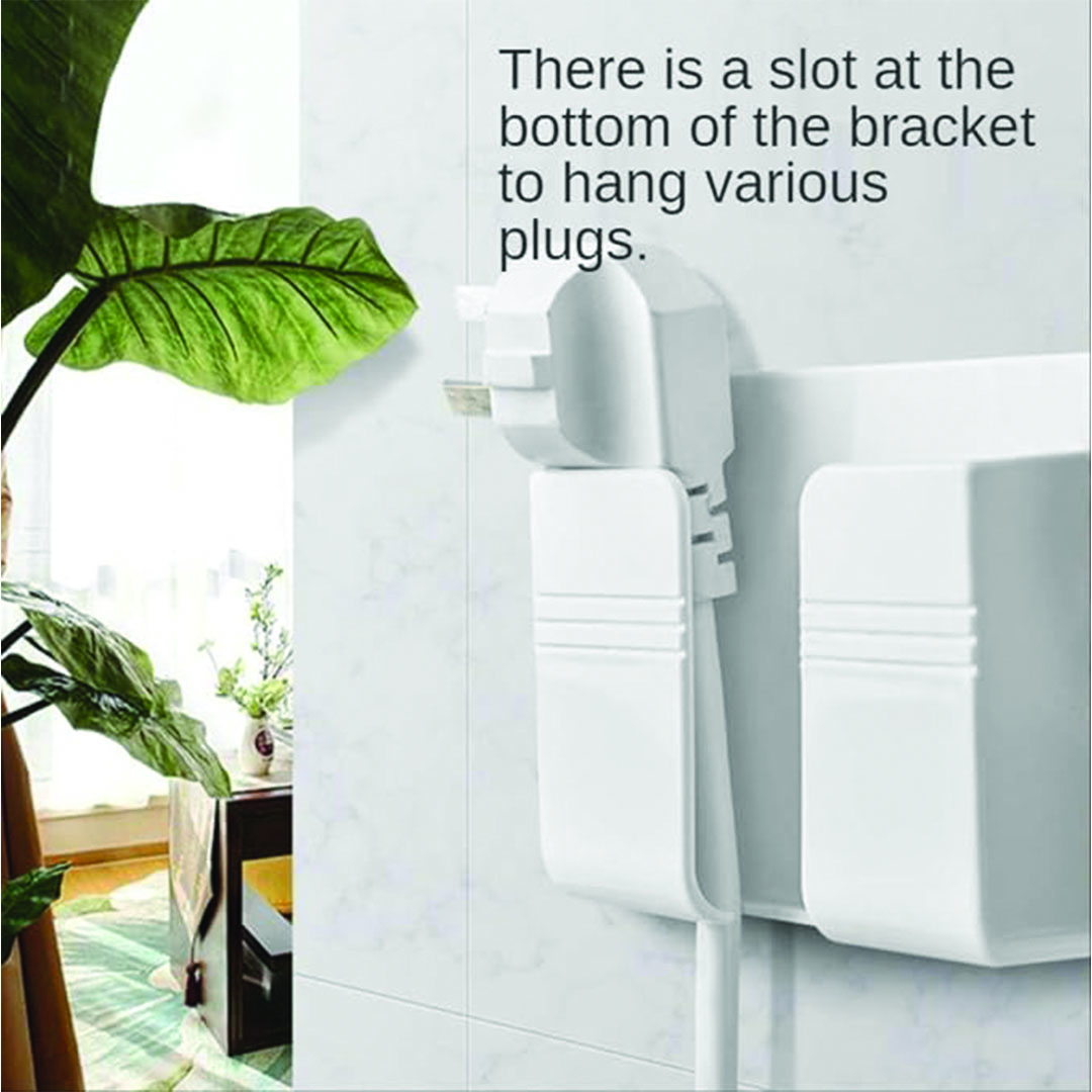 حامل الموبايل و الريموت المثبت على الحائط - 2 قطعة - أبيض