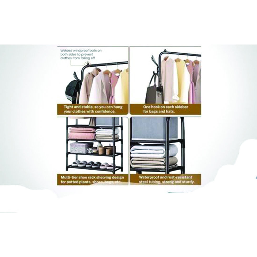 منظم ملابس و أحذية - 5 طبقات - أسود