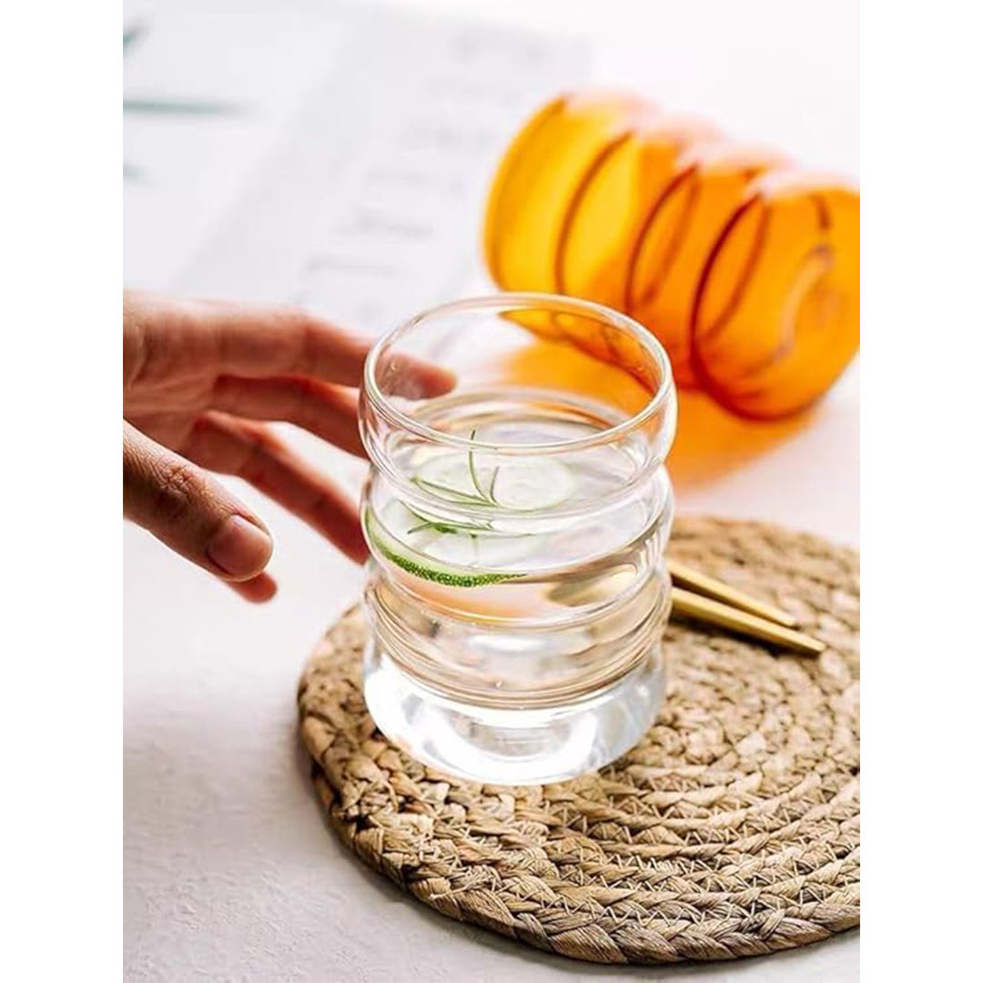 كوب زجاجي مموج للمشروبات الساخنة والمثلجة - 500 مل