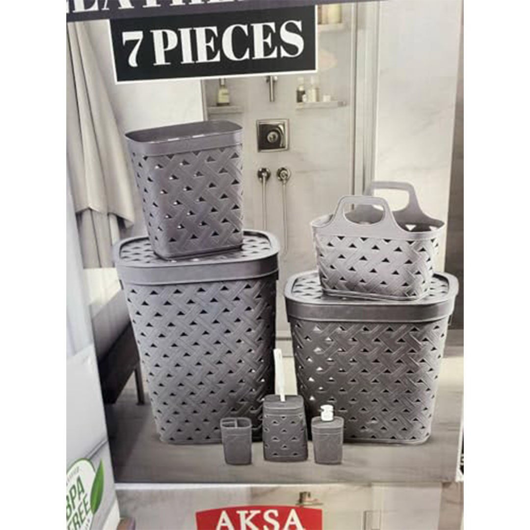 طقم سلال اكسا من الوطنية - أبيض - 7 قطع