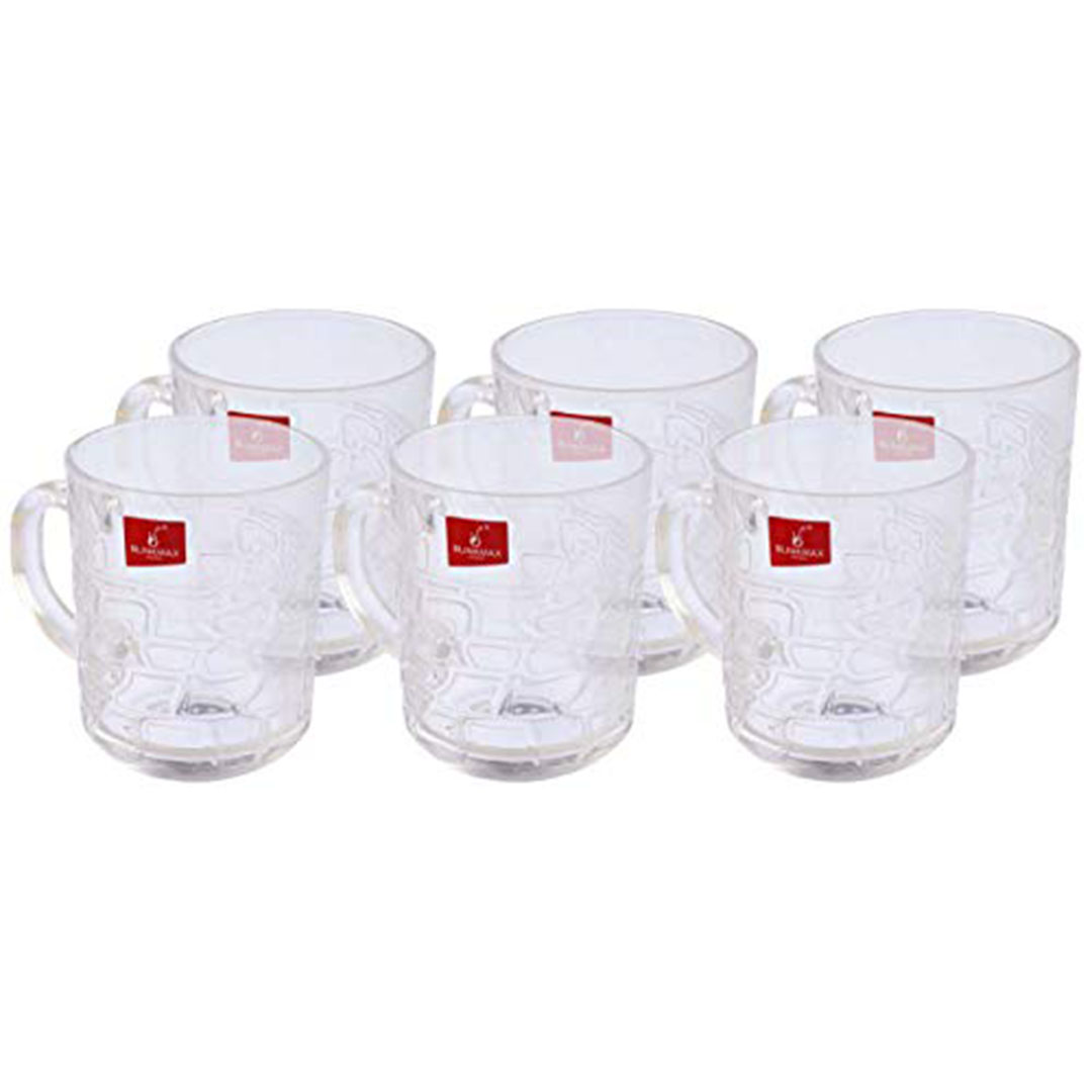 طقم مجات شاي زجاج مموج من بلينك ماكس - 3 قطع