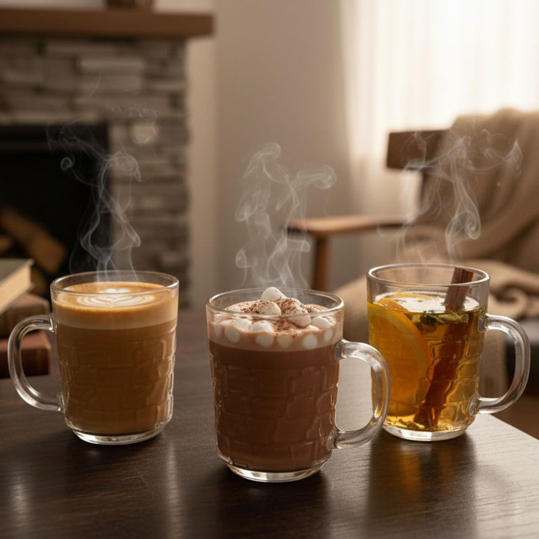 طقم مجات شاي زجاج مموج من بلينك ماكس - 3 قطع