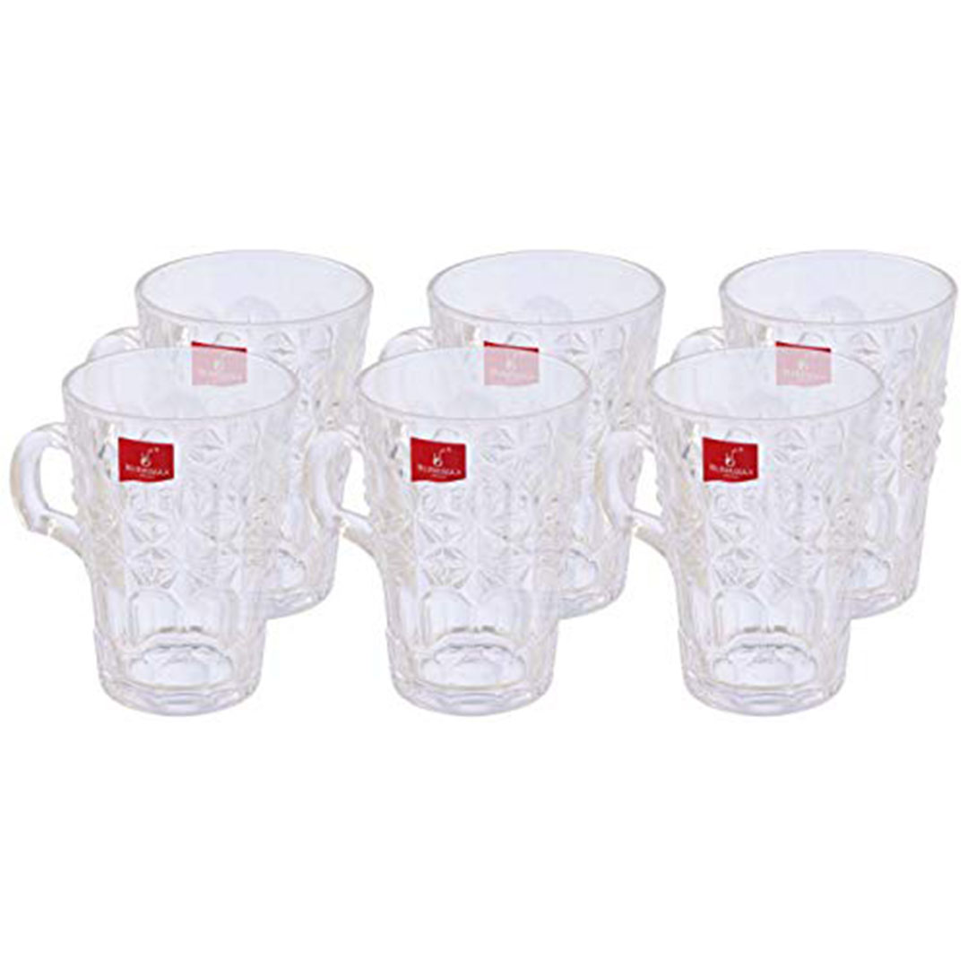 طقم مجات شاي زجاج مزخرفة من بلينك ماكس - 3 قطع