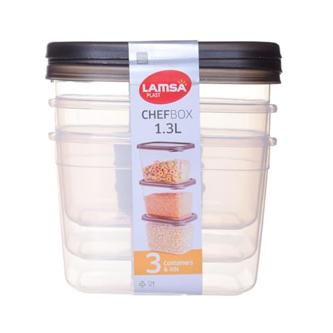طقم علب بلاستيك للطعام 3 قطع - 1.3 لتر - متعدد الألوان