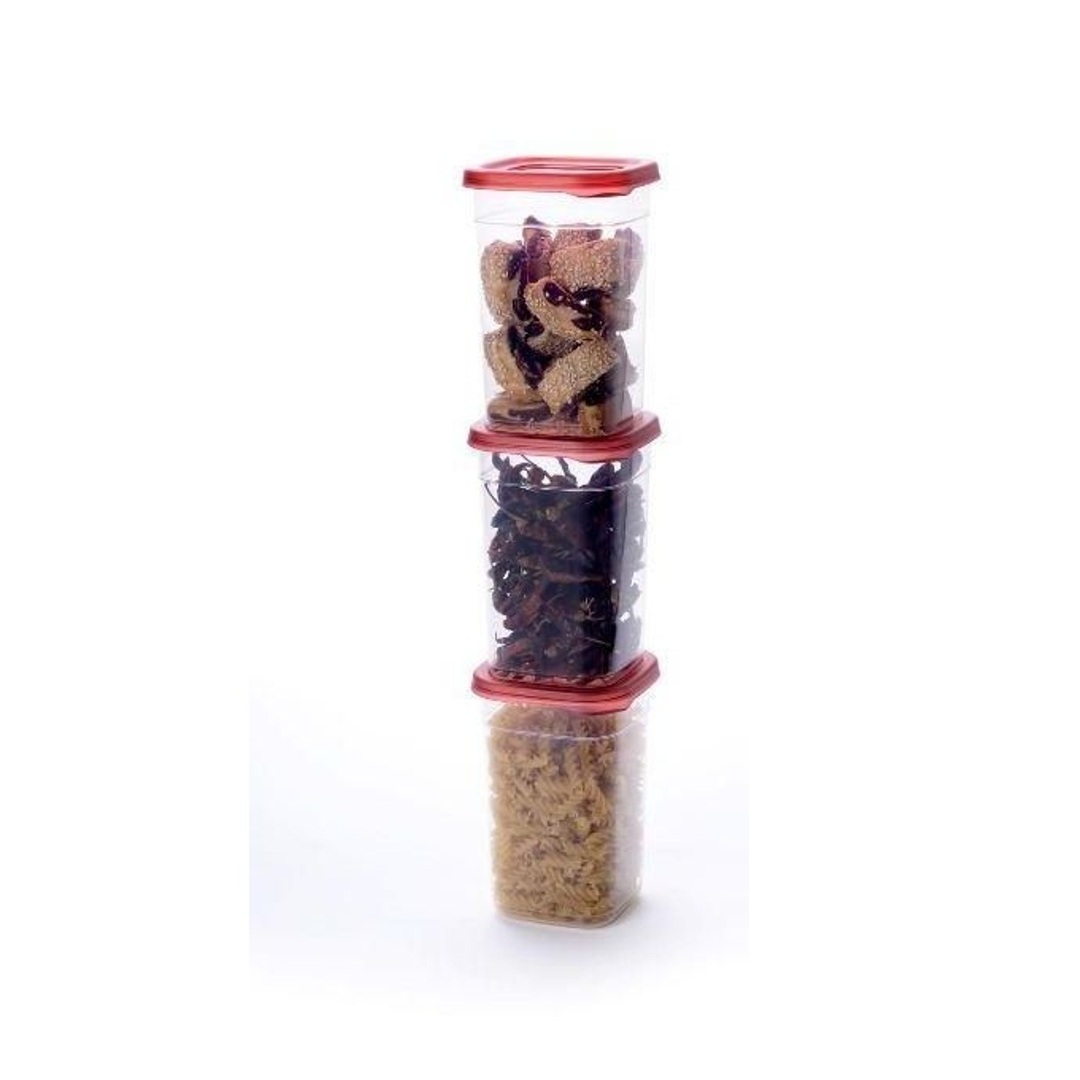 طقم علب تخزين الطعام شيف بوكس المربعة - 3 قطع - 1.2 لتر