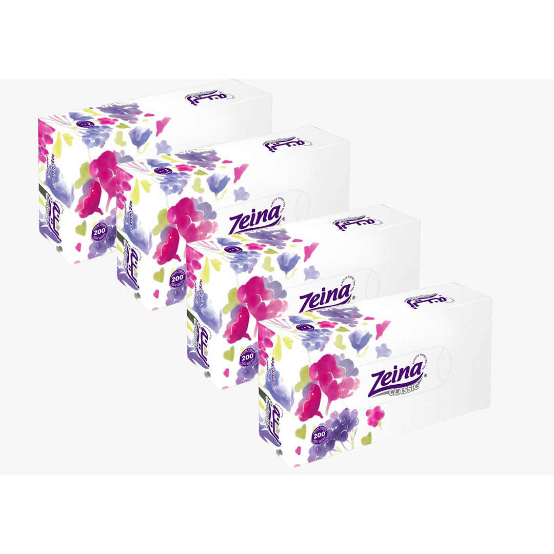 زينه علب مناديل كلاسيك - 200 منديل - 4 علب