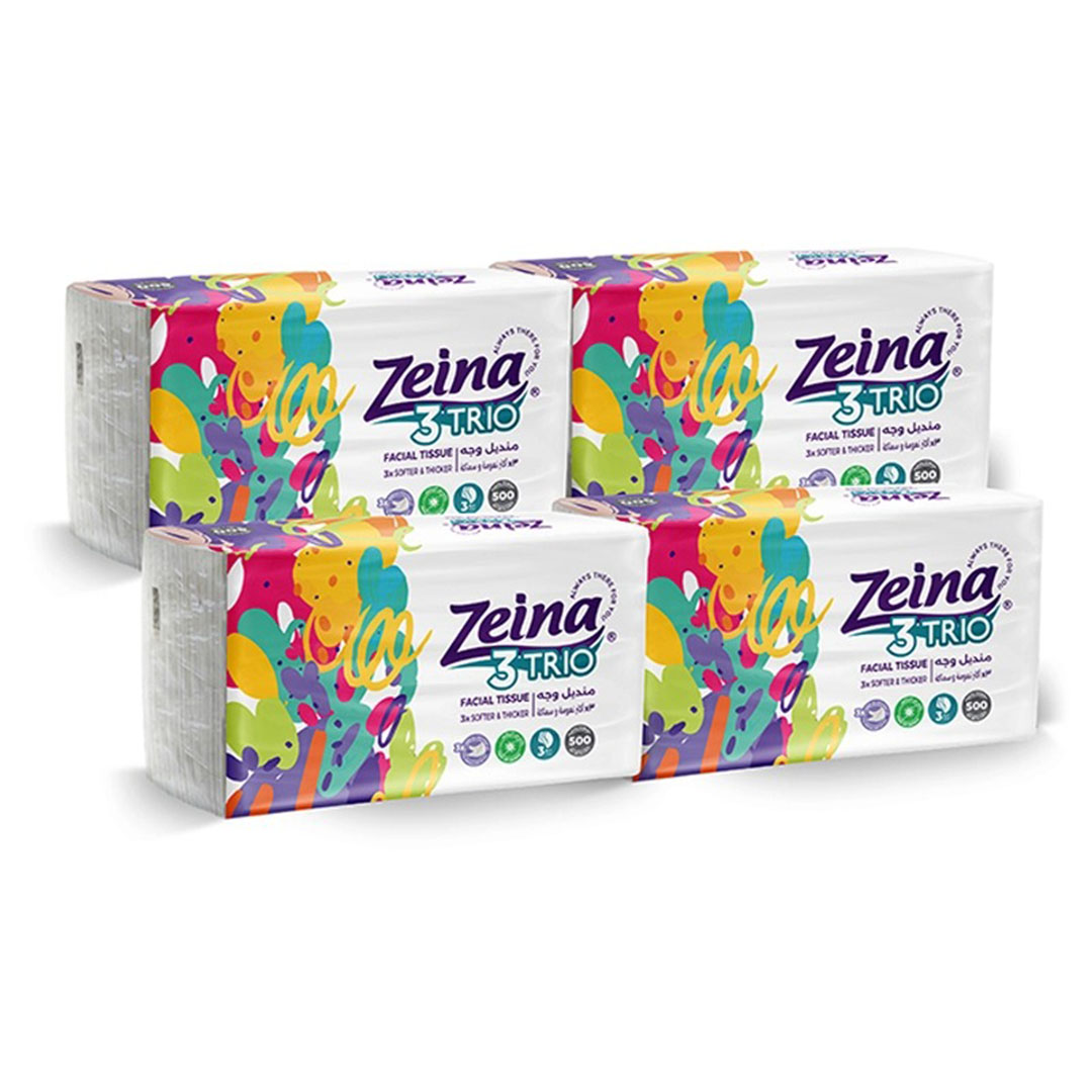 زينه تريو مناديل سحب - 500 منديل - 4 قطع