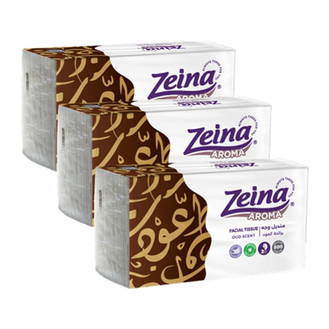 زينه مناديل وجه عود - 500 منديل - 3 قطع