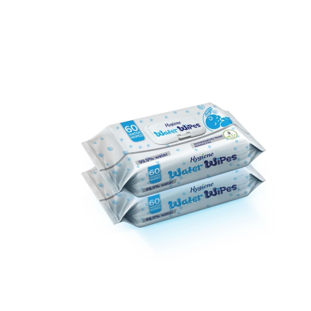 مناديل مبللة هايجين بيبي واتر وايبس - 60 منديل - 2 قطعة