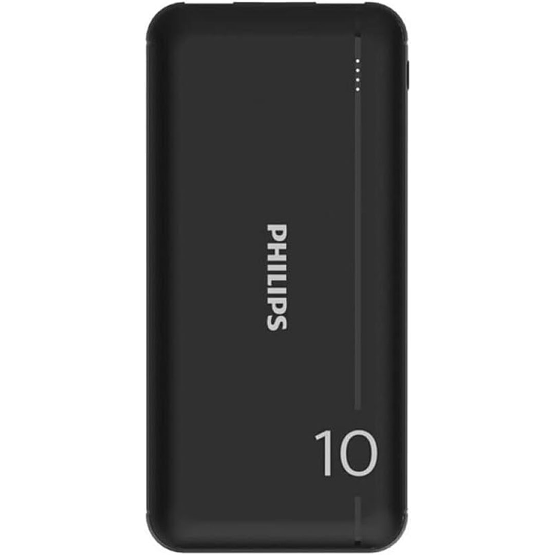 باور بانك فيليبس - 10,000 مللي أمبير - 20 وات - منفذين usb-a - منفذ type-c - أسود - DLP1812PB