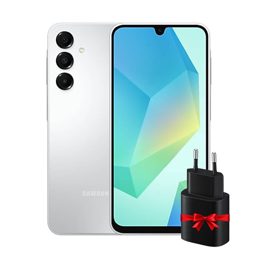 سامسونج A16 جالكسي - 128/4 جيجا - شريحتين - 4G - رمادي فاتح -  شاحن هدية