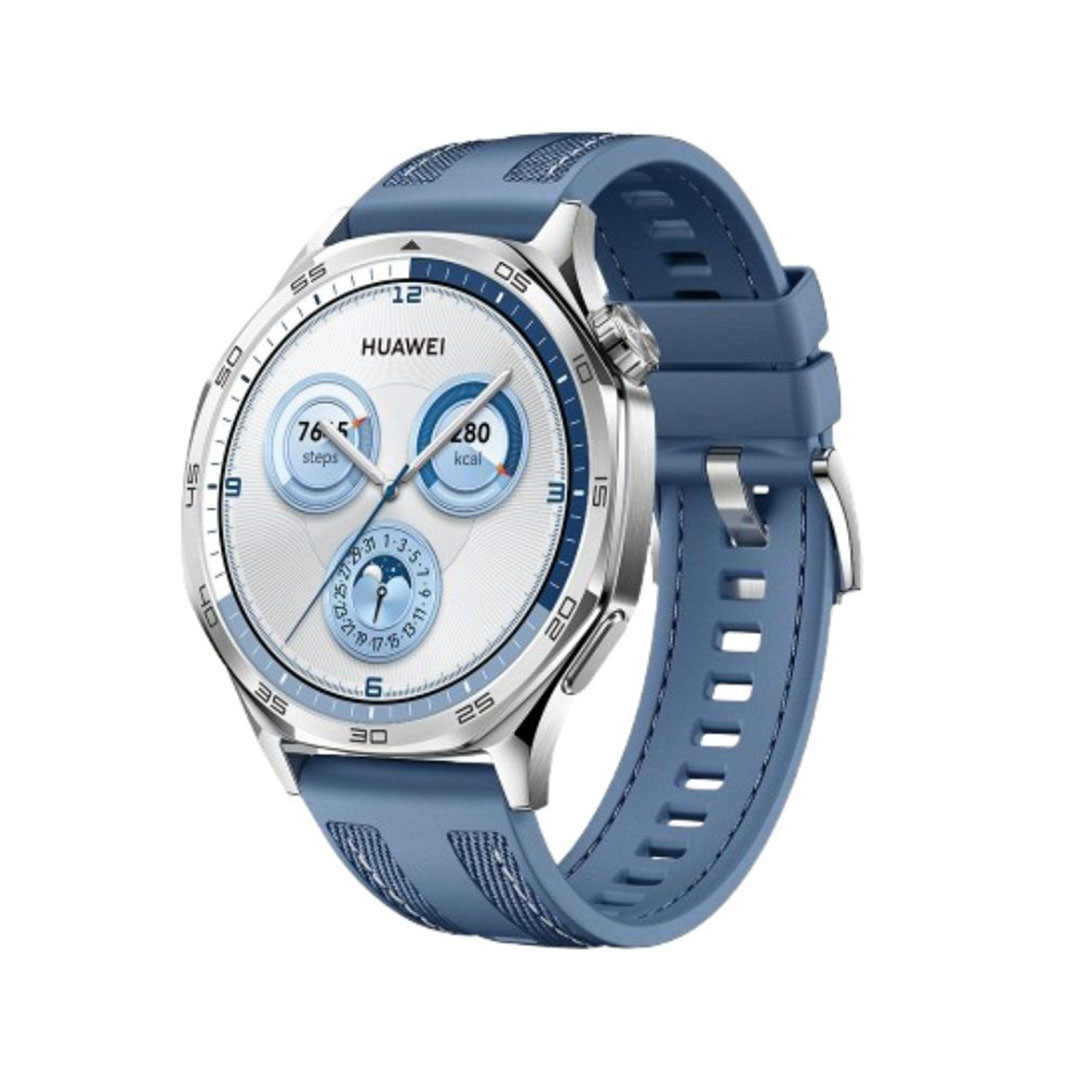 ساعة هواوي GT5 - 46 ملم - هيكل فضي وسوار أزرق