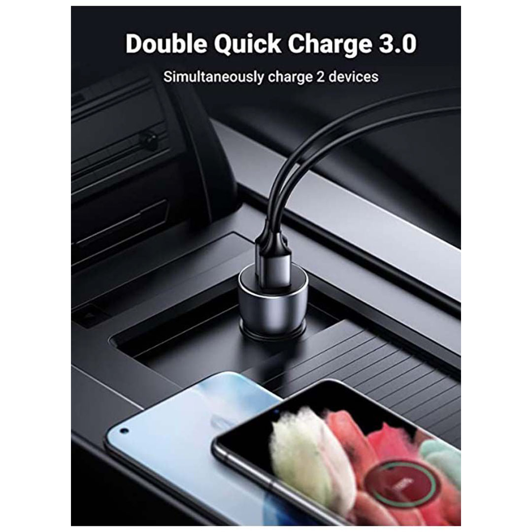 شاحن سيارة يوجرين - 36 واط QC3.0 - رمادي - CAR-CH36QC