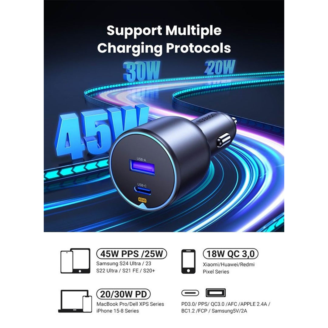 شاحن سيارة يوجرين - 63 واط - أسود - CAR-CH63W