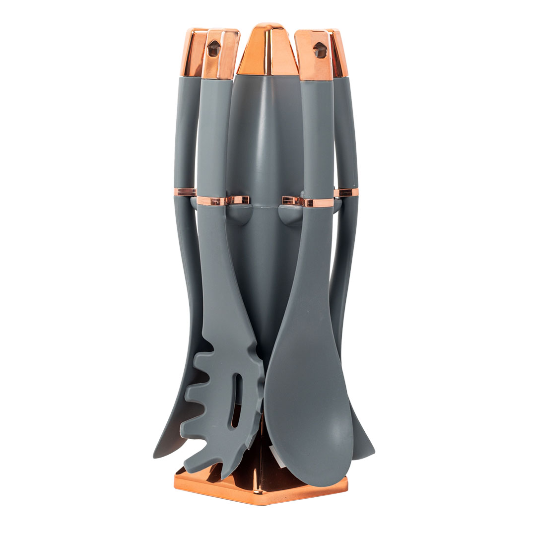 طقم توزيع سليكون - 6 قطع - رمادي