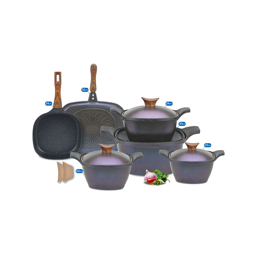 طقم حلل جرانيت نيوكلاين - 11 قطعة 