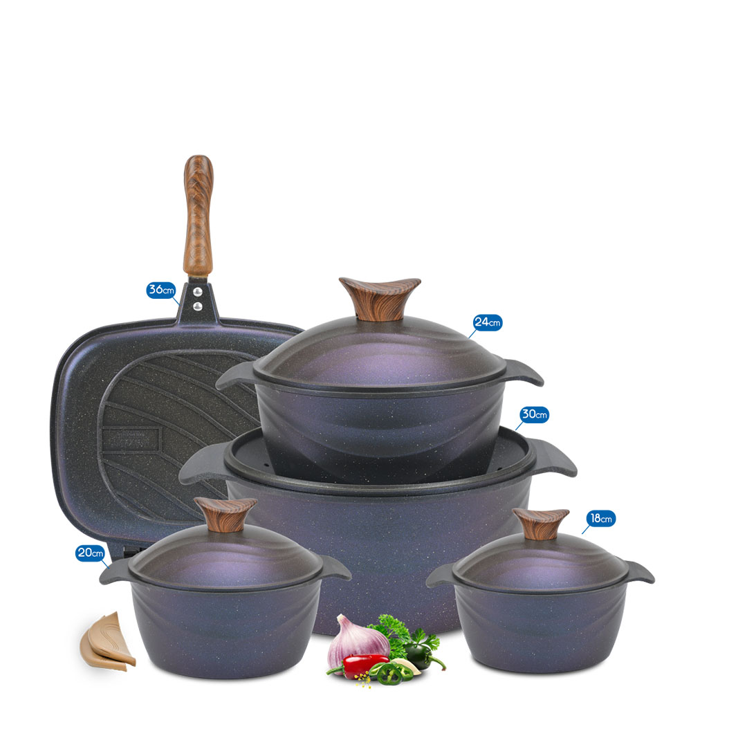 طقم نيوكلاين مدور بطوطه بدبل جريل - 9 قطع - اوشن