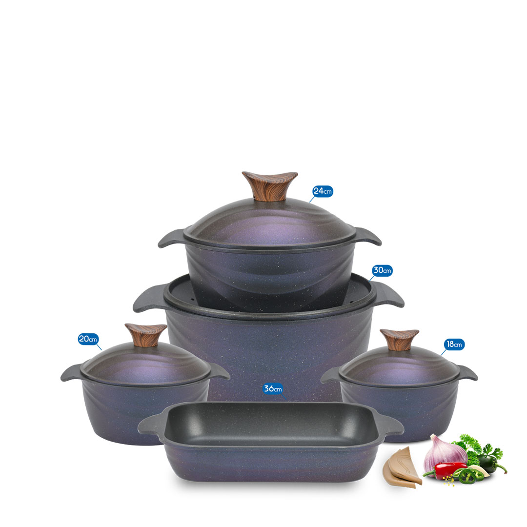 طقم نيوكلاين مدور بطوطه بطاجن - 9 قطع - أزرق أوشن