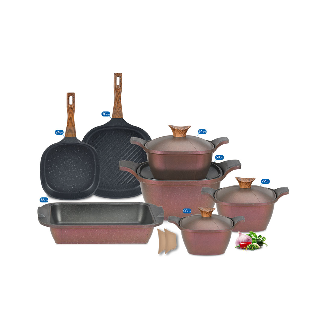 طقم نيوكلاين حلل 11 قطعة جرانيت رويال