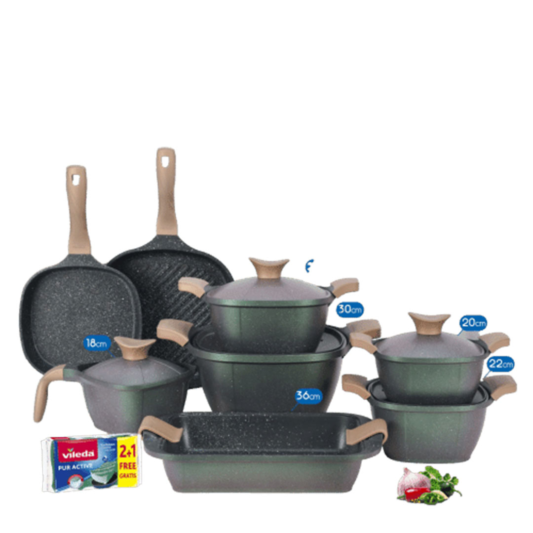 طقم حلل جرانيت ديزاين كوري نيو كلاين - 13 ق مربع - زيتي