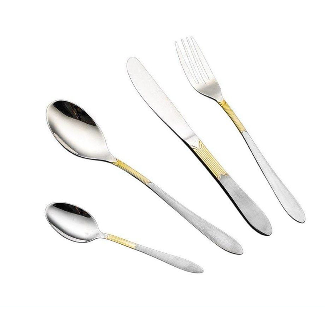 طقم شنطة جلد ملاعق سولنجن - 86 قطعة - فضي منقوش ذهبي