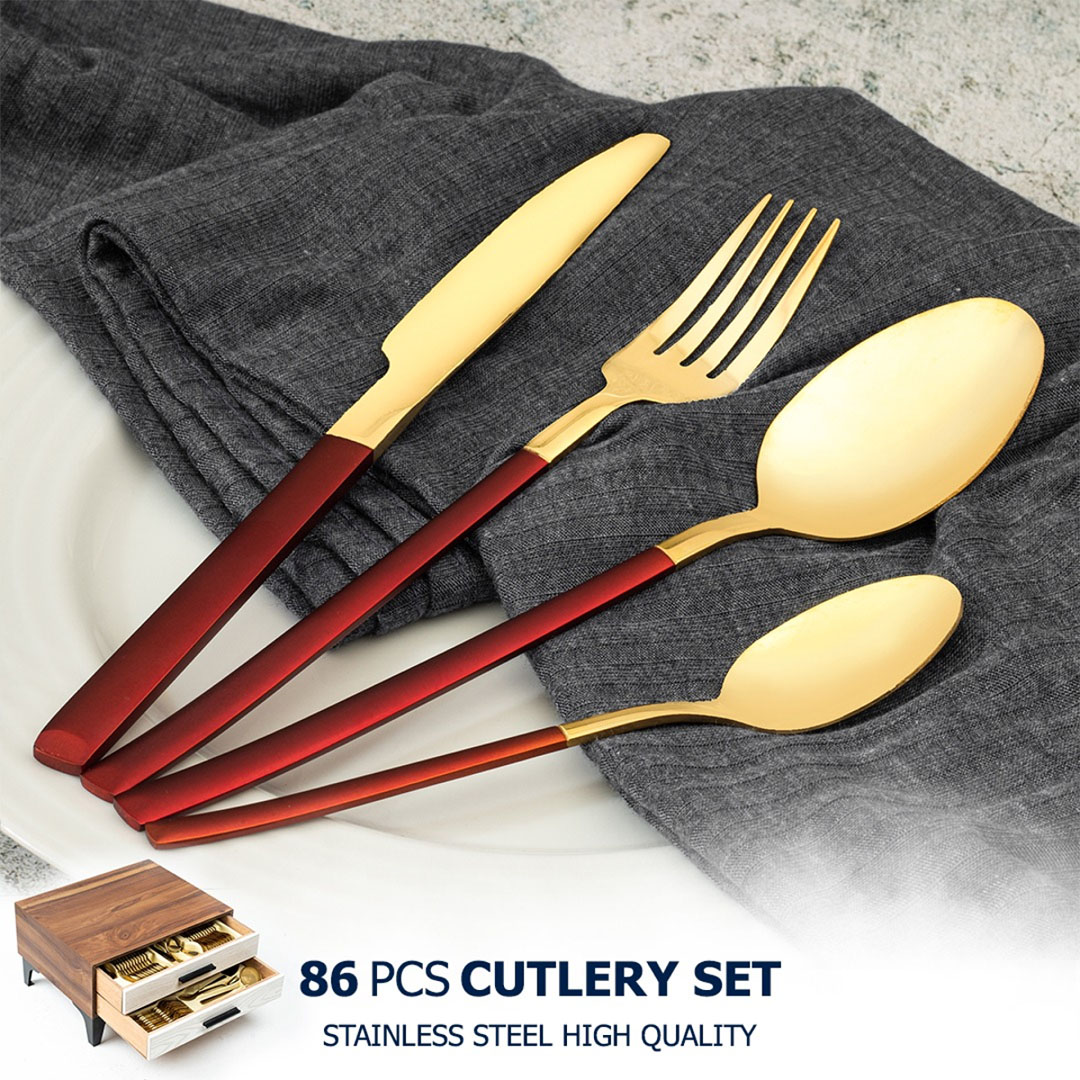 شنطة معالق خشب 2 درج - 86 قطعة - كود 74/ DW