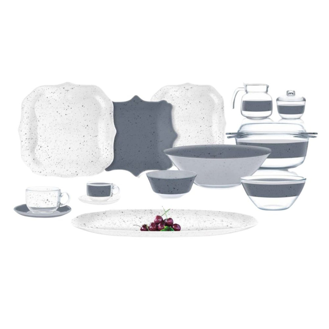 طقم اركوبيركس لومينارك - 58 قطعة - ابيض / رمادي