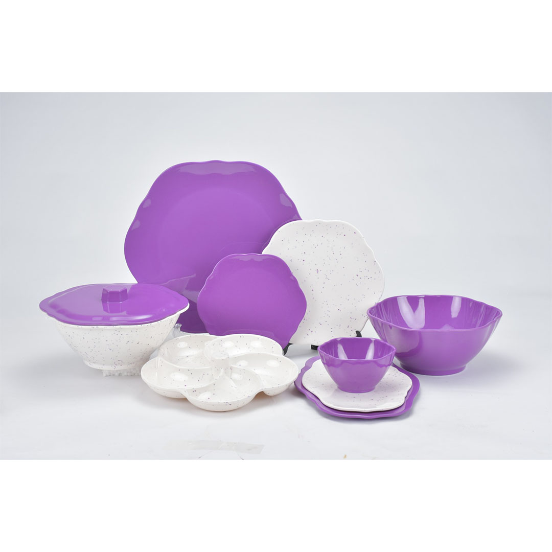  طقم ميلامين اوركيد دايموند هوم - 38 قطعة - اوف وايت / بنفسجي