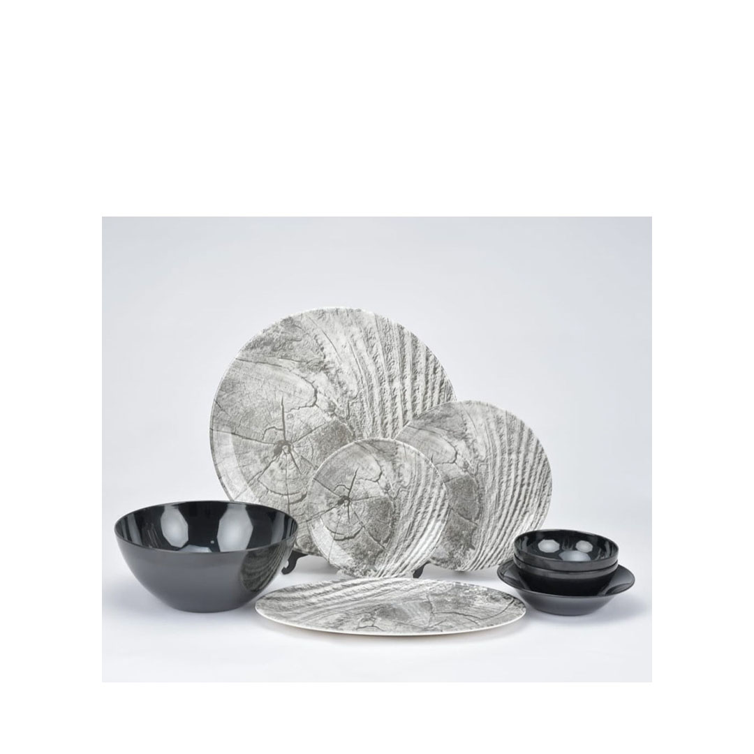  طقم عشاء انسباير ميلامين - 27 قطعة - خشابي رصاصي